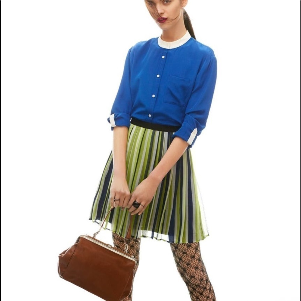 Miss Will Stripe Pleated Chiffon Skirt SZ 10